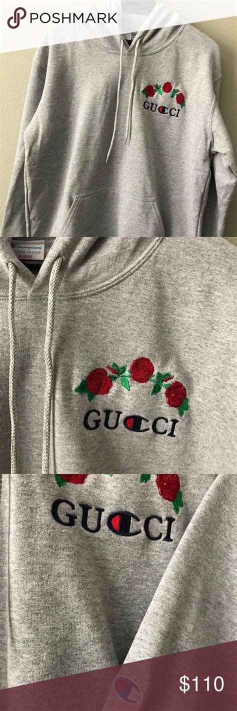 gucci pink hoodie with blue and white hood|Gucci champion hoodie cheap.